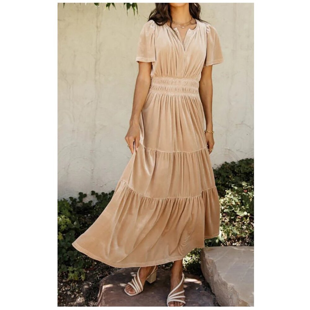Bohme Velvet Tiered maxi dress
